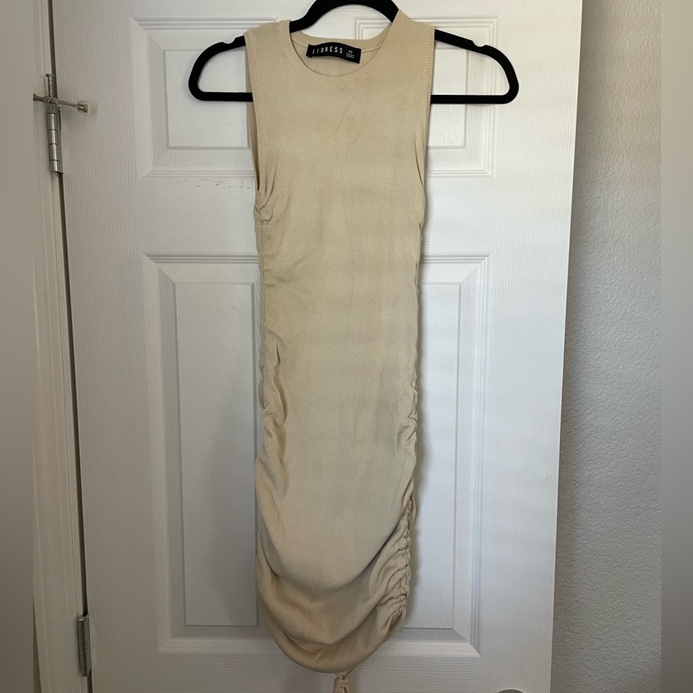 Lioness Cream Ruched Midi Dress